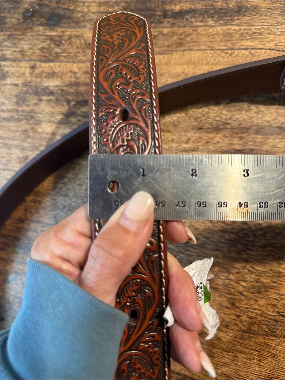 Ariat Brown Tooled Leather Belt with Silver Buckle